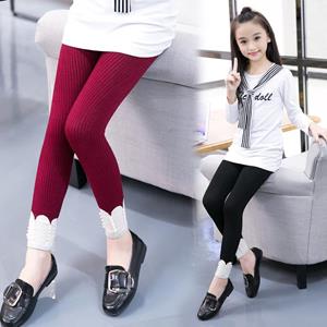YEJET-Baby Knitting Girls Leggings Autumn Winter Outfit Render Pants Children Kids Female Warm Ruched Clothing