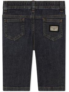 dolce&gabbanakids Dolce & Gabbana Kids Jeans met trekkoord en logo-applicatie - Blauw