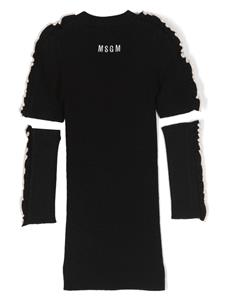 MSGM Kids Ribgebreide jurk - Zwart