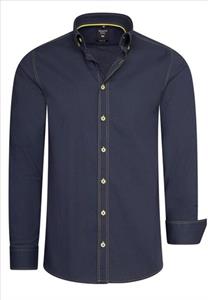 Rusty Neal Italian Style - Heren Overhemd - Antraciet Navy - Casual - Style-Italy