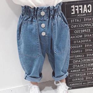 Kidsyuan Autumn Toddler Baby Girl Jeans Casual High Waisted Wide Leg Pants Loose Denim Jean Baggy Jean Trousers with Pocket 3-8Y
