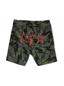 neilbarrettkids Neil Barrett Kids Shorts met bliksemflits - Groen