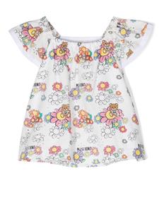 moschinokids Moschino Kids Jurk met teddybeerprint - Wit