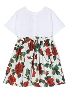 dolce&gabbanakids Dolce & Gabbana Kids Blousejurk met roosprint - Wit