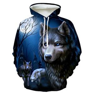 Global sweater 3D Wolf Hoodies Casual Sweatshirts Boy Jackets Quality Pullover Tracksuits Animal Streetwear For Men