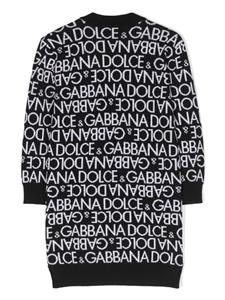 dolce&gabbanakids Dolce & Gabbana Kids Sweaterjurk met logoprint - Zwart