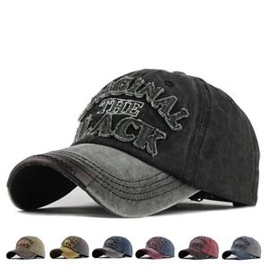 Boy Retro gewassen baseball cap uitgerust cap snapback hoed voor mannen vrouwen casual casquette letter black cap