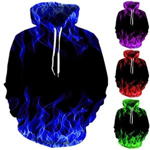 ShuXueGe Heren Casual Trend Nieuwe Heren 3D Flame Print Hoodie Sweatshirt Trui Top