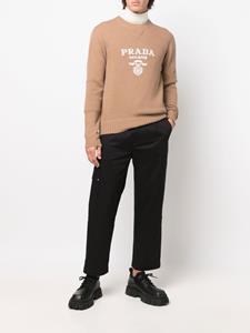 Prada Kasjmier-wollen trui met logo intarsia - Bruin
