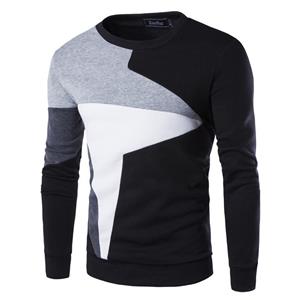WowClassic Herfst Winter Plus Size Sweatshirt Heren Patchwork Kleur Kleding Heren Hoodies met lange mouwen Zwart Blauw M zwart