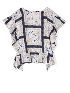 Monnalisa Blouse met abstracte print - Blauw