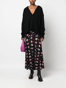 Nadira Nocturne-print maxi skirt - Zwart