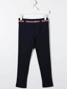 dolce&gabbanakids Dolce & Gabbana Kids Broek met logo tailleband - Zwart