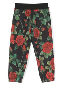 dolce&gabbanakids Dolce & Gabbana Kids Broek met bloemenprint - Zwart