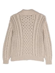 Brunello Cucinelli Kids Opengebreid vest - Beige