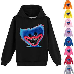 Wangkaiwen Spring Autumn 4-14T Unisex Fashion Poppy Playtime Huggy Wuggy Print Boys And Gilrs Long Sleeve Pullove Hoodie Children Clothes