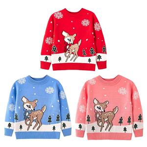 Sunshine kids clothing 2-7 Years Boys Girls Sweater Autumn Winter Christmas Deer/Tree/Snowflake Printed Long Sleeve Sweater