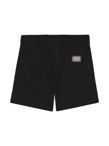 dolce&gabbanakids Dolce & Gabbana Kids Popeline shorts met logo label - Zwart