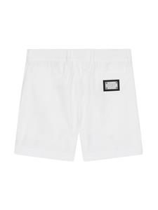 dolce&gabbanakids Dolce & Gabbana Kids Popeline shorts met logo label - Wit