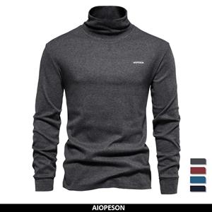 AIOPESON Men Fashion AIOPESON Men Turtleneck T-shirt 2022 Autumn Winter Casual Solid Long Sleeve Bottoming Shirt for Men Slim Basic Underwear Shirts Man Pullover Tops