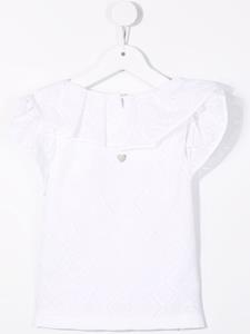 Monnalisa Top met geperforeerd design - Wit