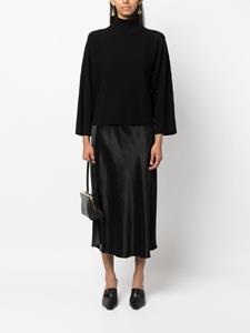 Vince Midi-rok met satijnen afwerking - Zwart