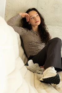 Looxs Revolution Top met swirl check print bruin voor meisjes in de kleur