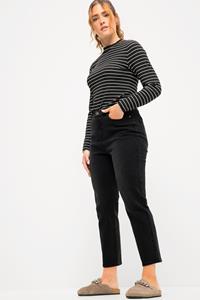 Studio Untold Funktionshose Mom-Jeans wide Legs 5-Pocket Elastikbund