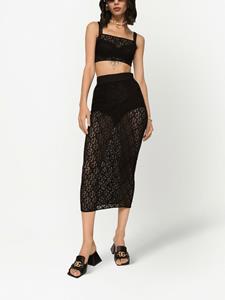 dolce&gabbana Dolce & Gabbana Tulen kokerrok met DG-logo - Zwart