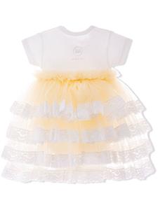 Tulleen Jurk met ruches - Beige