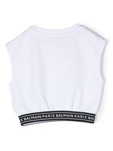 balmainkids Balmain Kids Top met logoprint - Wit