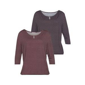 Vivance 3/4-Arm-Shirt, (2er-Pack), mit kleiner Öffnung und goldfarbenen Zierknopf am Ausschnitt