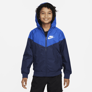 Nike Sportswear Windrunner ruimvallend jongensjack op heuplengte met capuchon - Blauw