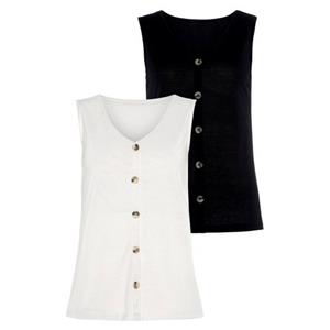 Lascana Shirttop Met sierknoopsluiting in een gemakkelijk te onderhouden kwaliteit (2-delig, Set van 2)