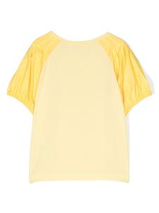 Monnalisa T-shirt met logo van stras - Geel