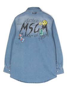 MSGM Kids Shirt met logoprint - Blauw