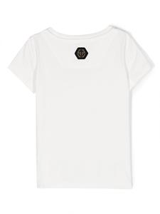 philipppleinjunior Philipp Plein Junior T-shirt verfraaid met kristallen - Wit