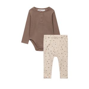 Minoti Set van romper en legging grijs/beige