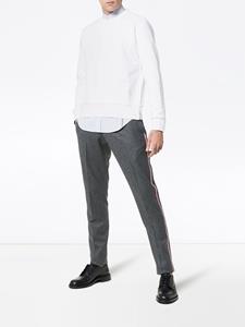 Thom Browne Center-Back Stripe Loopback Knit Crewneck Pullover - Wit