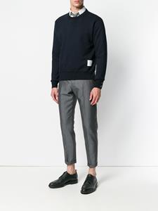 Thom Browne Center-Back Stripe Loopback Knit Crewneck Pullover - Blauw