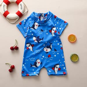 Little Fashionistas 0-3 jaar Baby Boy One Piece Badpak Badmode Korte Mouw Rits Baden Strandkleding