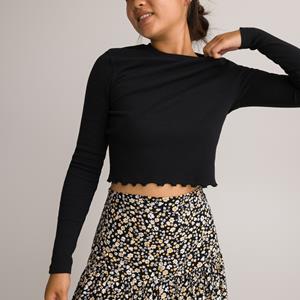 LA REDOUTE COLLECTIONS Cropped T-shirt met lange mouwen in ribtricot