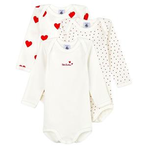 PETIT BATEAU Set van 3 rompers met lange mouwen