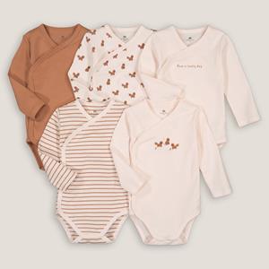 LA REDOUTE COLLECTIONS Set van 5 geboorte rompers met lange mouwen