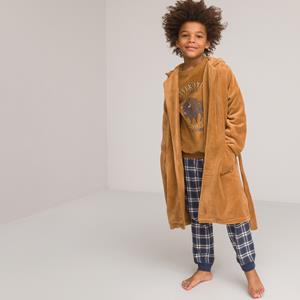 Kamerjas in fleecetricot, geborduurde kap