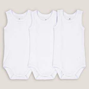 LA REDOUTE COLLECTIONS Set van 3 witte mouwloze rompers
