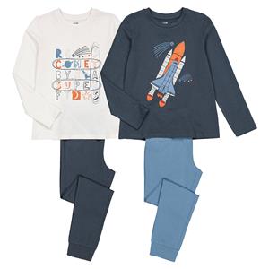 LA REDOUTE COLLECTIONS Set van 2 pyjama's, raket motief en tekst