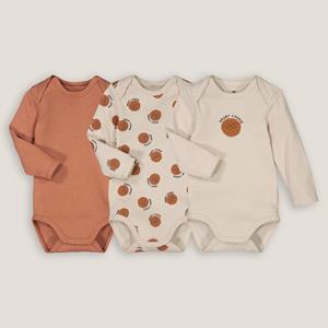 LA REDOUTE COLLECTIONS Set van 3 rompertjes met lange mouwen, cookies thema