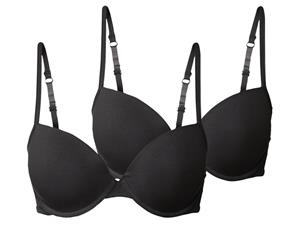 esmara 2 beugel BH's (80B, Zwart)