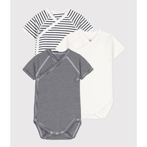 PETIT BATEAU Set van 3 gekruiste rompertjes met korte mouwen